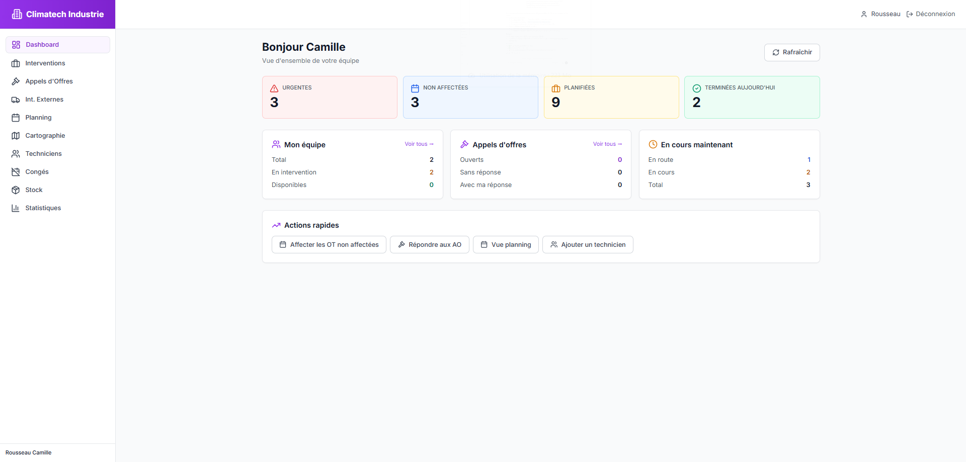 Poste dispatcher : coordination des interventions et de l'equipe